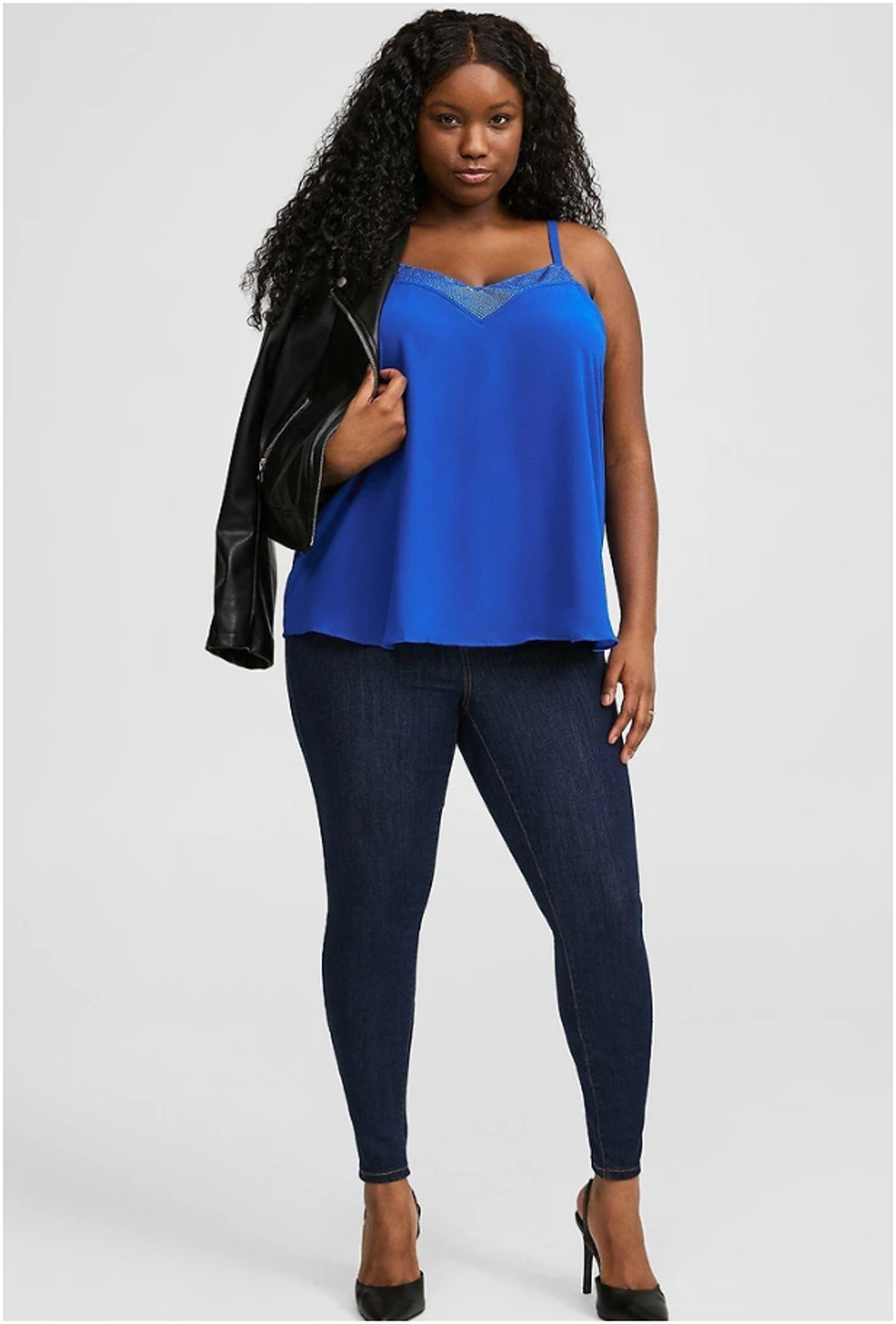 NWT Torrid Sophie Chiffon Swing Cami Womens 0X Large Blue Rhinestone V Neck